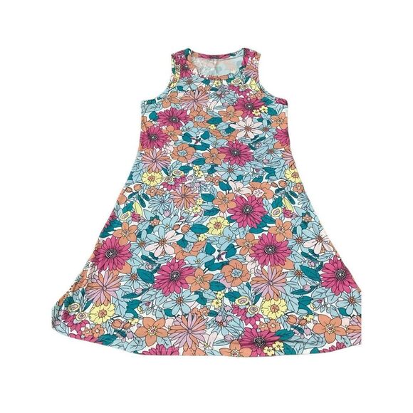 Round Neck 70’s Lover Style Sleeveless Pastel Floral Beach Tank Dress Size Mediu - Picture 2 of 8